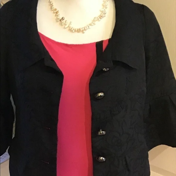 BB Dakota Black Floral Print 3/4 Sleeves Jacket Size 4 - Picture 5 of 9